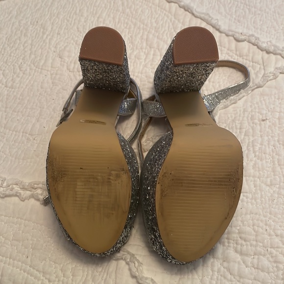 Badgley Mischka Glitter Platform Peep Toe Heels Size 7.5 - Picture 5 of 7